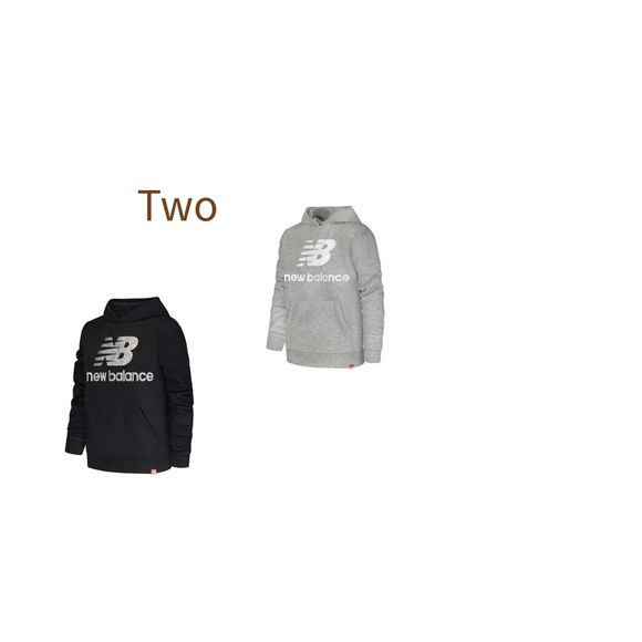 (Lot of 2) New Balance Girl's Gray and Black Pullover Fleece Hoodie Sweatshirt - Picture 1 of 3